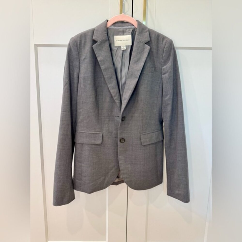 Banana Republic Women’s Lined Tailored Gray Blazer Jacket Stretch wool sz 4 Tall